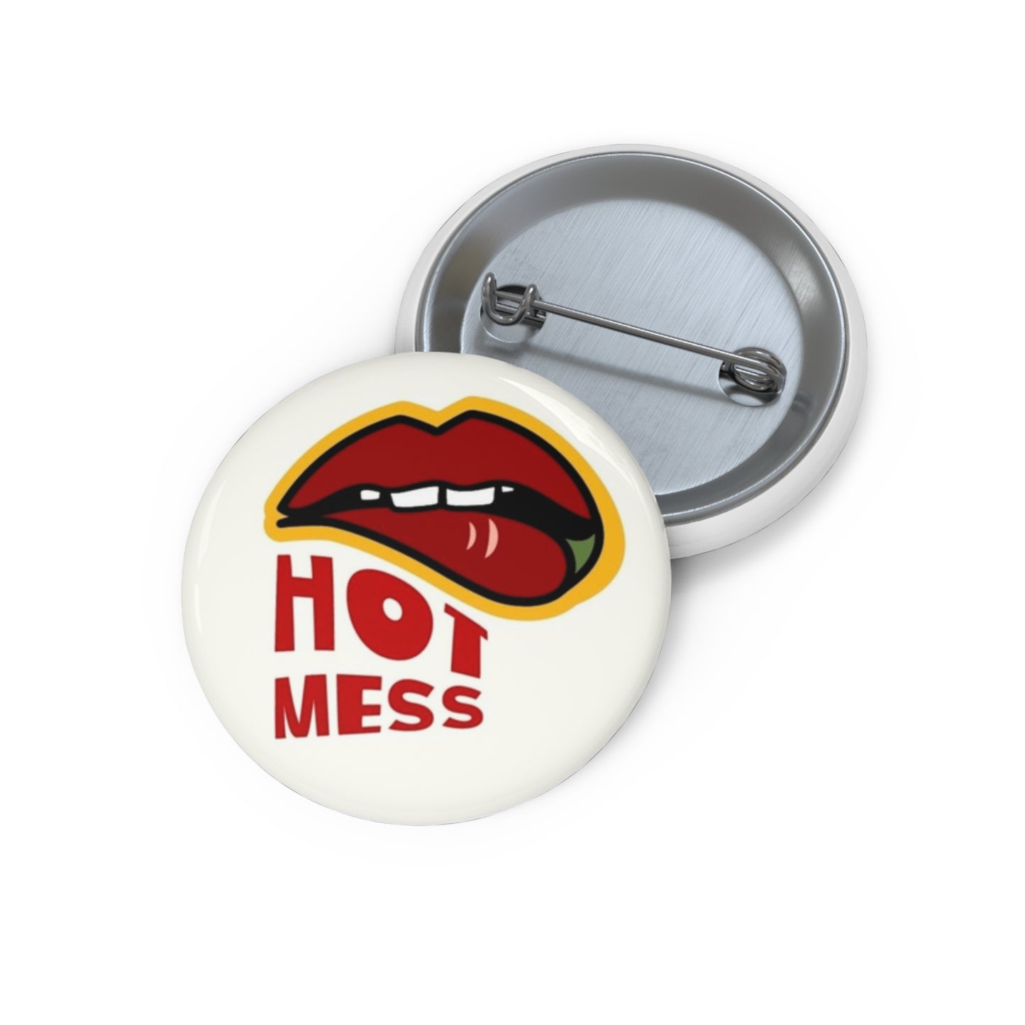 Hot Mess White Pin Buttons